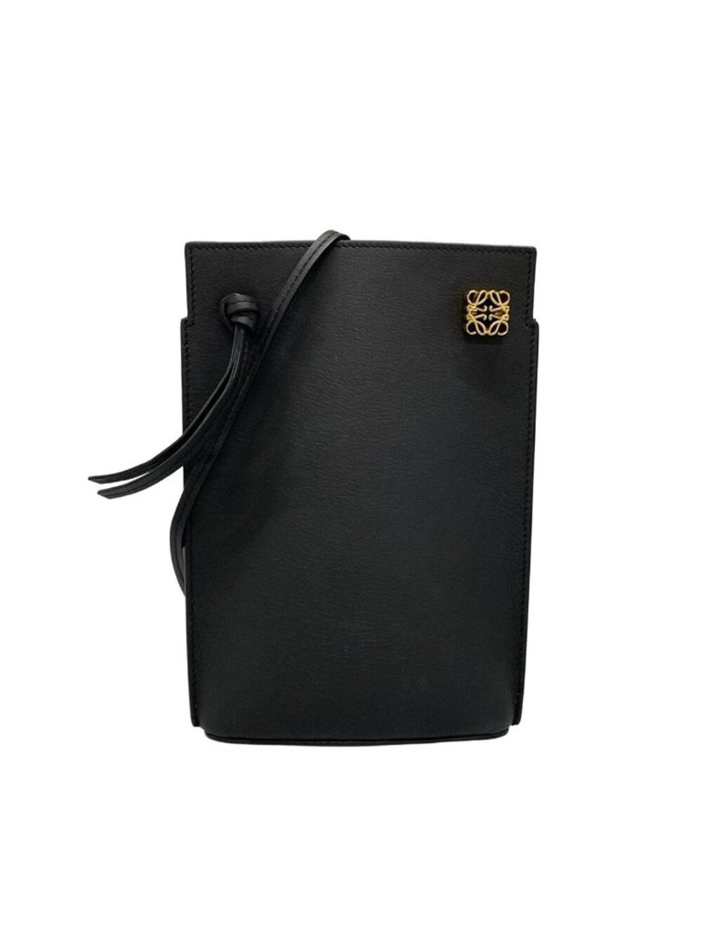 Loewe Shoulder Bag Dice Pocket Black Crossbody Smartphone Pochette Leather